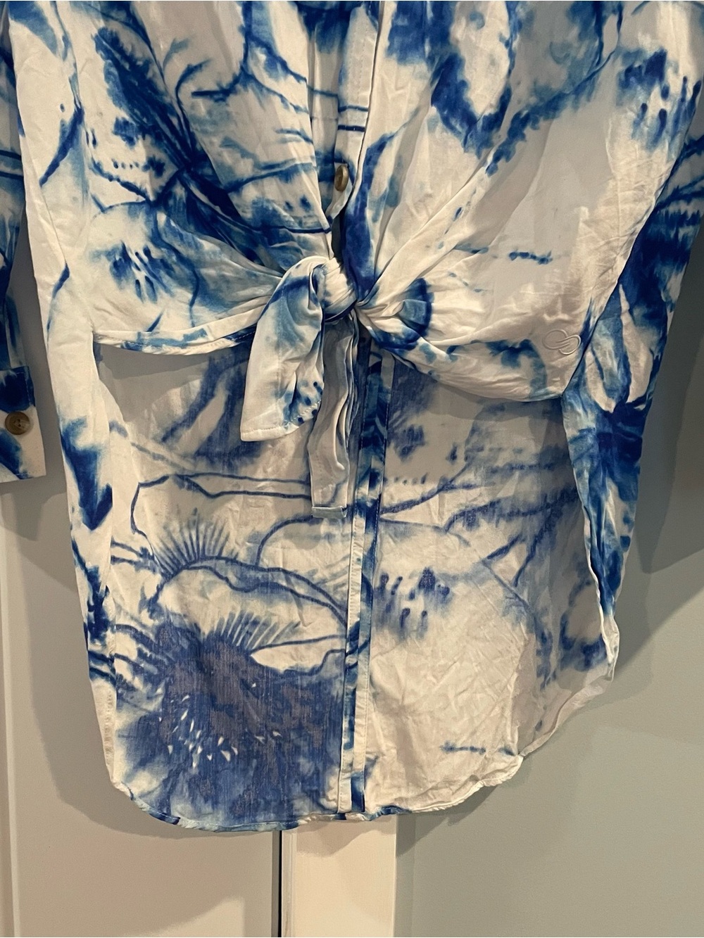 Calia By Carrie Underwood Blue Tie Dye Button up Blouse - Picture 4 of 6